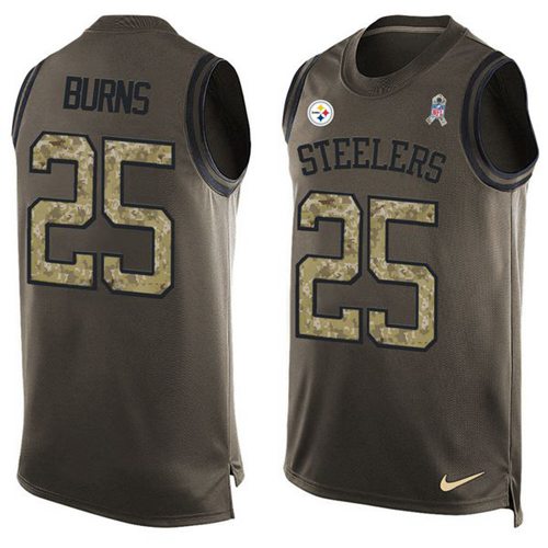 Nike Steelers #25 Artie Burns Green Men's Stitched NFL Limited Salute To Service Tank Top Jersey - Click Image to Close